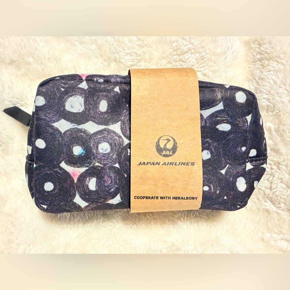 Japan Airlines JAL Business Class Amenity Kit Pouch Heralbony Circles Sealed